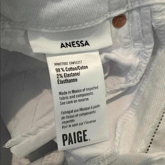 NWT Anthropologie PAIGE Anessa High Rise Wide Leg Ankle Jeans Size 23 White - Picture 14 of 16